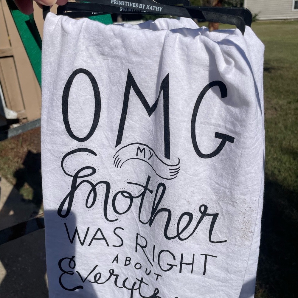 (3) Primitives Towels  by Kathy White and Black Dish Towel
